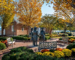 Statues in a fall park