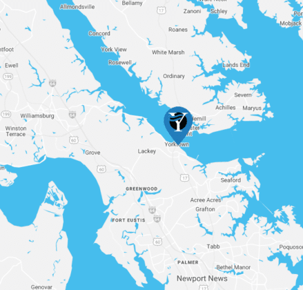 Map showing the location of Yorktown.