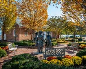 Statues in a fall park